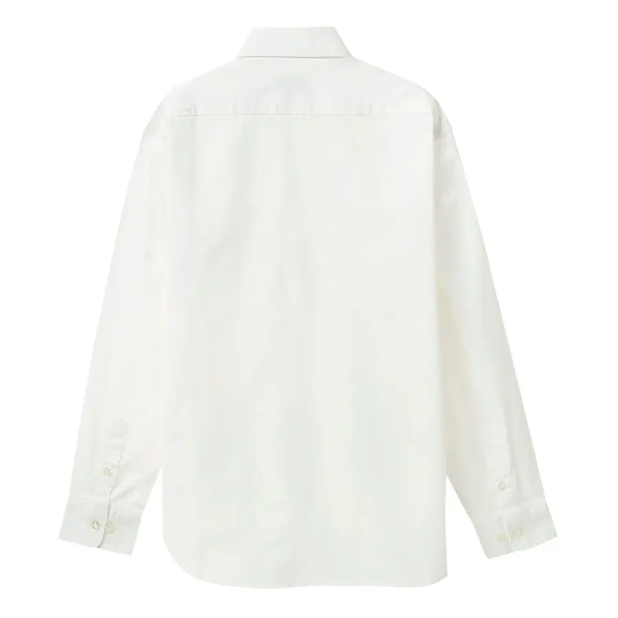 ホワイト コットン プリーツ 長袖シャツ canterbury wood 綿100% コットン 長袖 カジュアルシャツ ボタンダウン