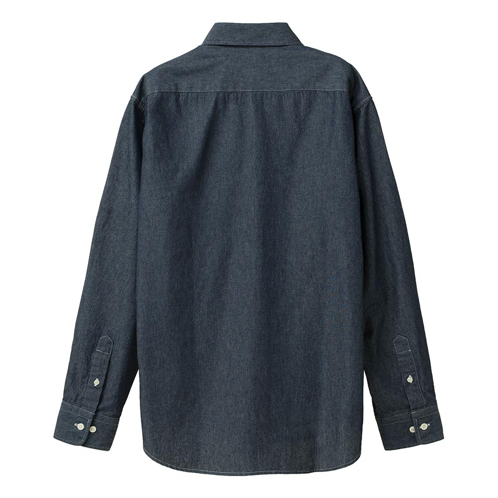 綿100% コットン 長袖 カジュアルシャツ レギュラーカラー インディゴ デニム