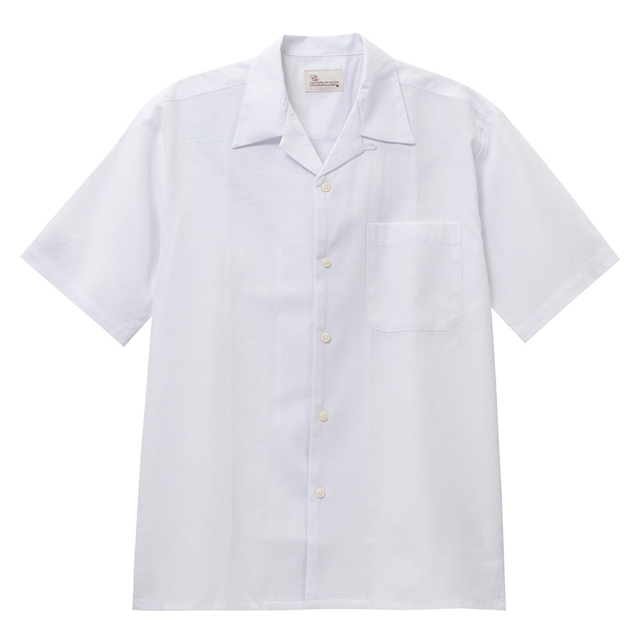 リネン混白無地オープンカラーシャツ｜SHIRT STATION（シャツ