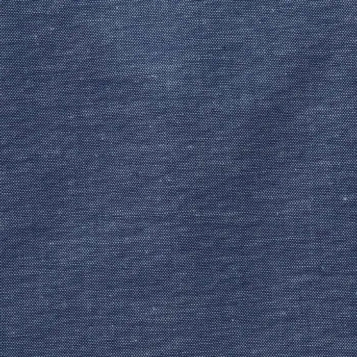 リネン混シャンブレー杢ブルー無地オープンカラーシャツ｜SHIRT