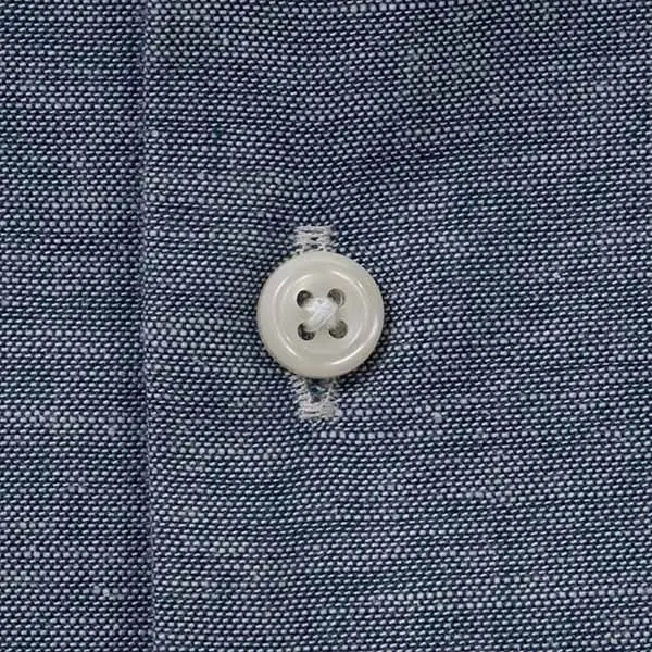 リネン混シャンブレー杢ネイビー無地オープンカラーシャツ｜SHIRT