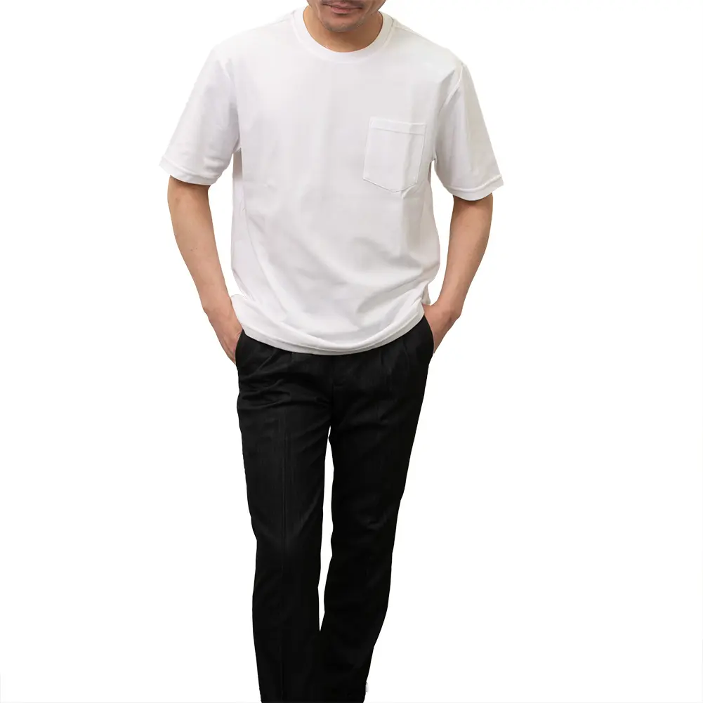 汗染み軽減 Tシャツ メンズ 半袖 胸ポケット付 形態安定 ストレッチ 消