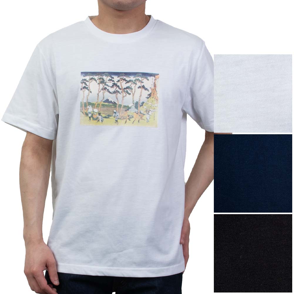 プリントＴシャツ　浮雲　葛飾北斎　富獄三十六景 東海道程ヶ谷 ホワイト ネイビー　ブラック（ラッピング不可）