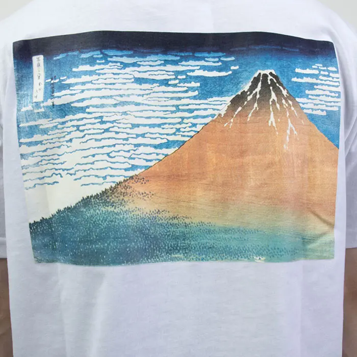 プリントTシャツ 吸水速乾  浮雲　葛飾北斎バックプリントＴシャツ ホワイト（ラッピング不可）