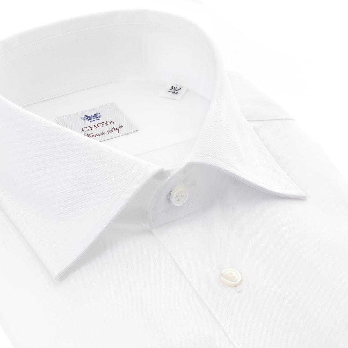 長袖ワイドカラー ホワイト ワイシャツ スリムフィット CHOYA Classic Style