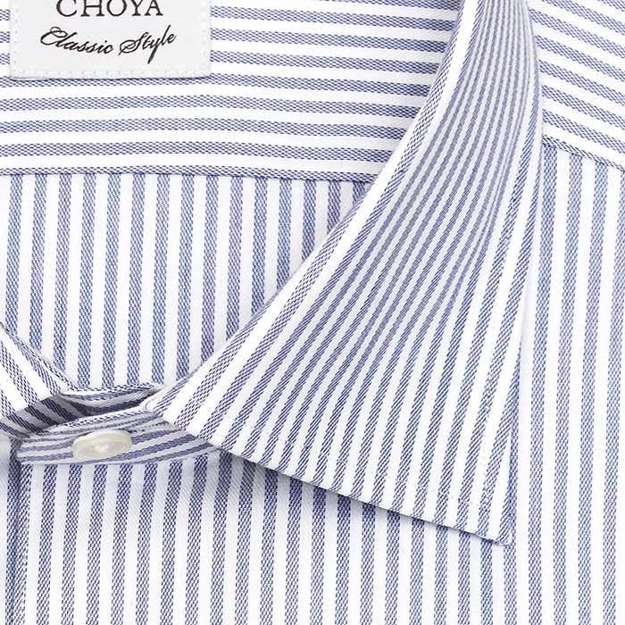 長袖ワイドカラー ブルー ワイシャツ スリムフィット CHOYA Classic Style