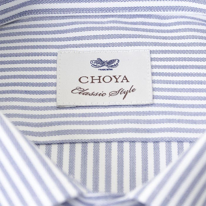 長袖ワイドカラー ブルー ワイシャツ スリムフィット CHOYA Classic Style