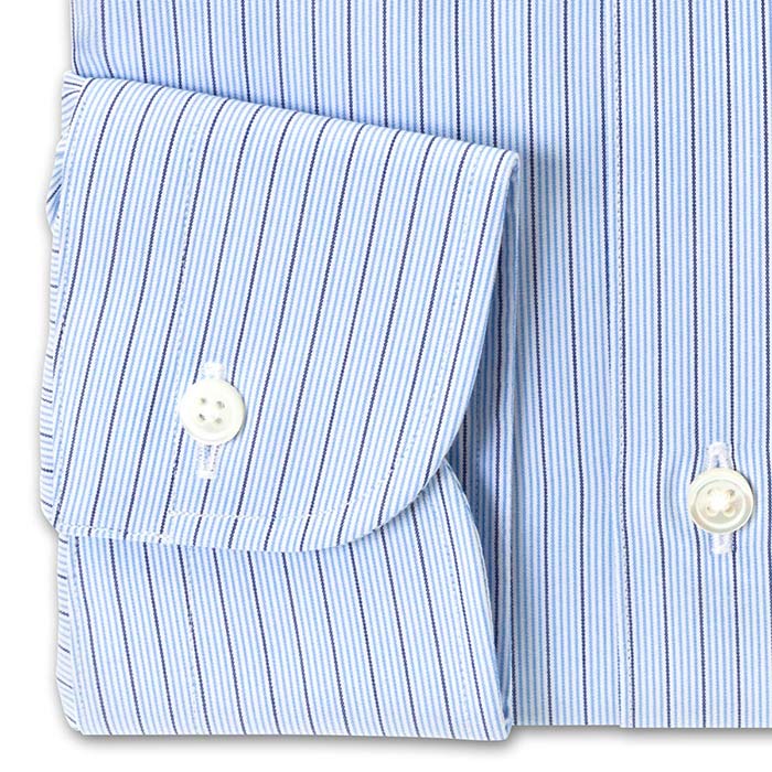 CHOYA Classic Style 長袖ワイドカラー ブルー スリムフィット ワイシャツ