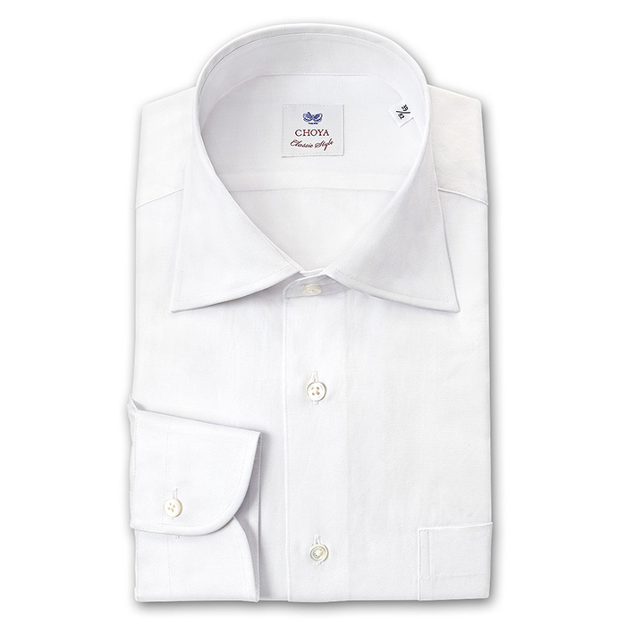 CHOYA Classic Style 長袖スリムフィット ワイドカラー　 ホワイト ワイシャツ