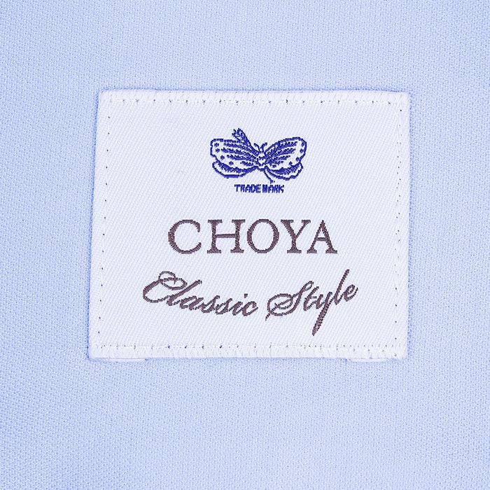 長袖ワイドカラー ブルー ワイシャツ スリムフィット CHOYA Classic Style