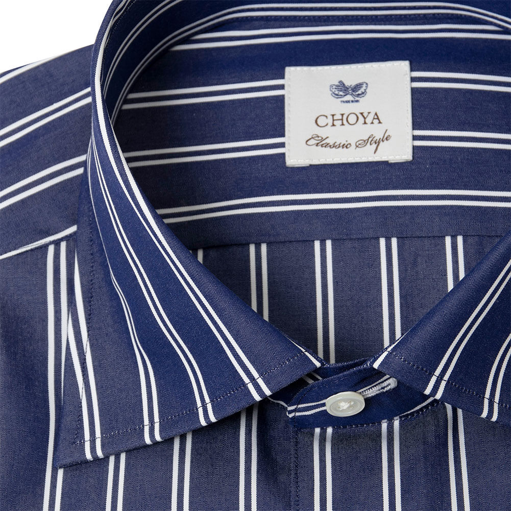 ワイシャツ スリムフィット ストライプ ネイビー CHOYA Classic Style