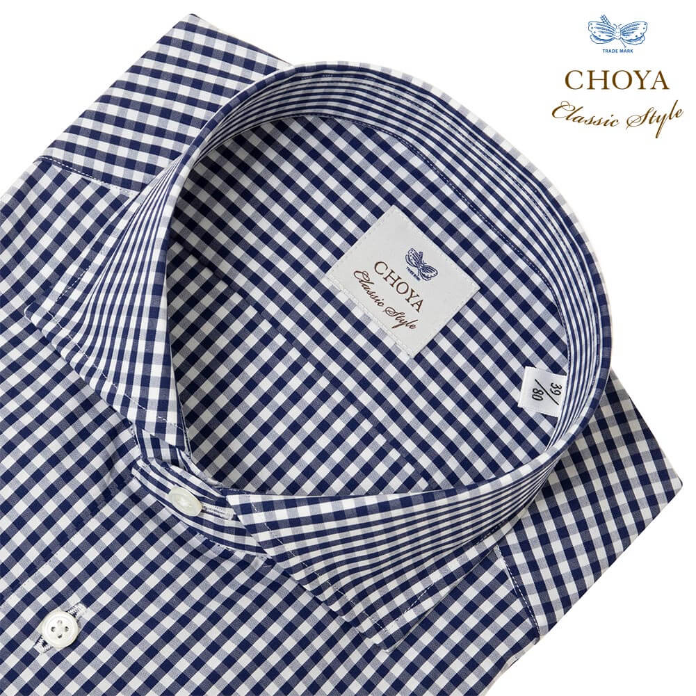 ワイシャツ スリムフィット チェック ネイビー CHOYA Classic Style