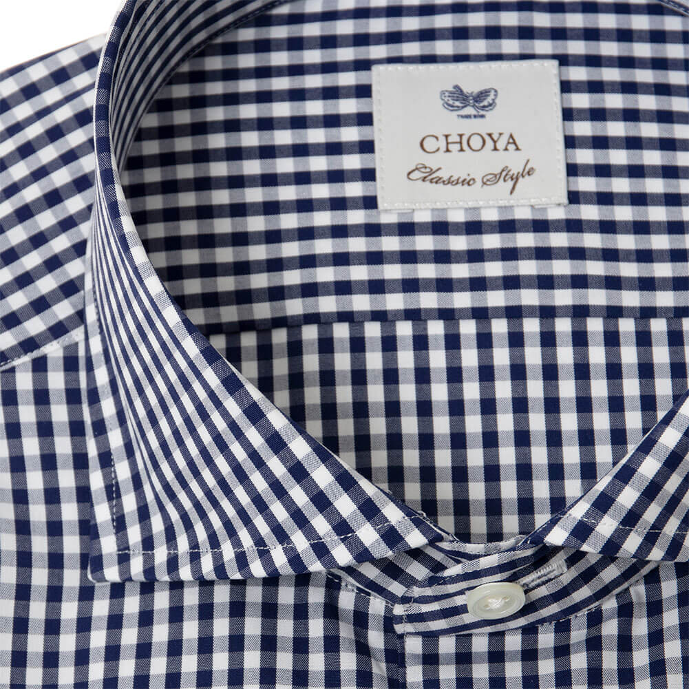 ワイシャツ スリムフィット チェック ネイビー CHOYA Classic Style
