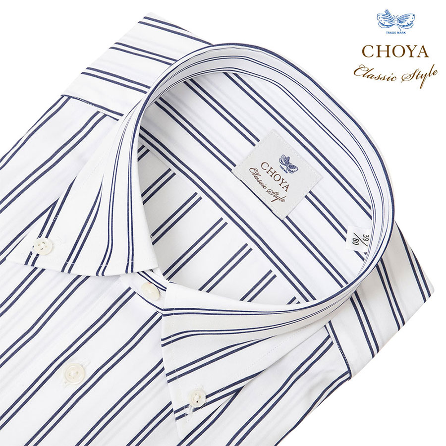 ワイシャツ スリムフィット ストライプ ネイビー CHOYA Classic Style