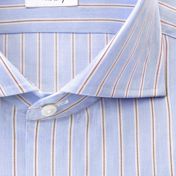 CHOYA Classic Style 長袖カッタウェイ ブルー スリムフィット ワイシャツ
