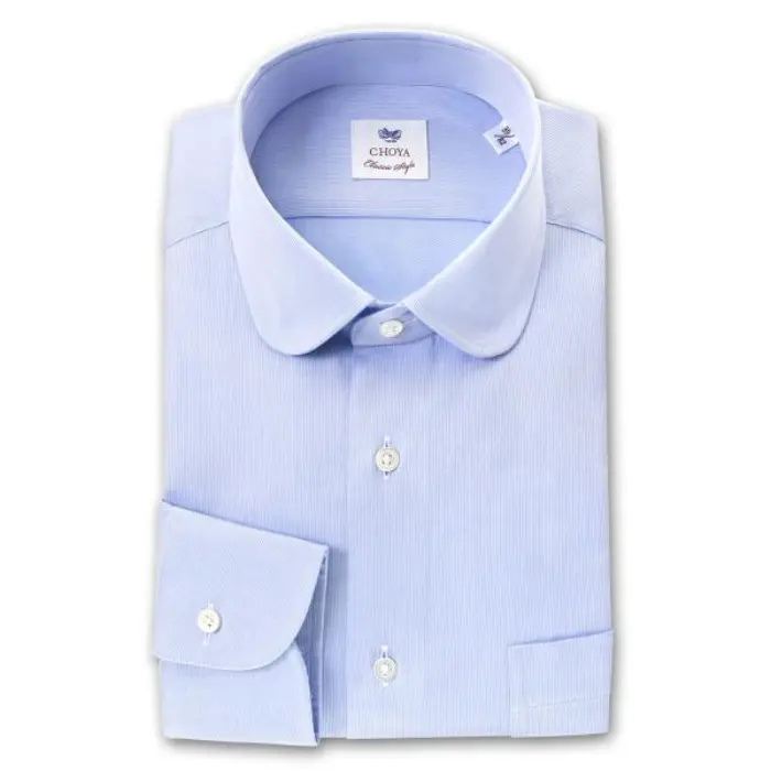 CHOYA Classic Style 長袖 ワイシャツ メンズ 春夏秋冬 綿100% シャンブレーブルーロイヤルオックスフォード ラウンドカラー | 綿100％