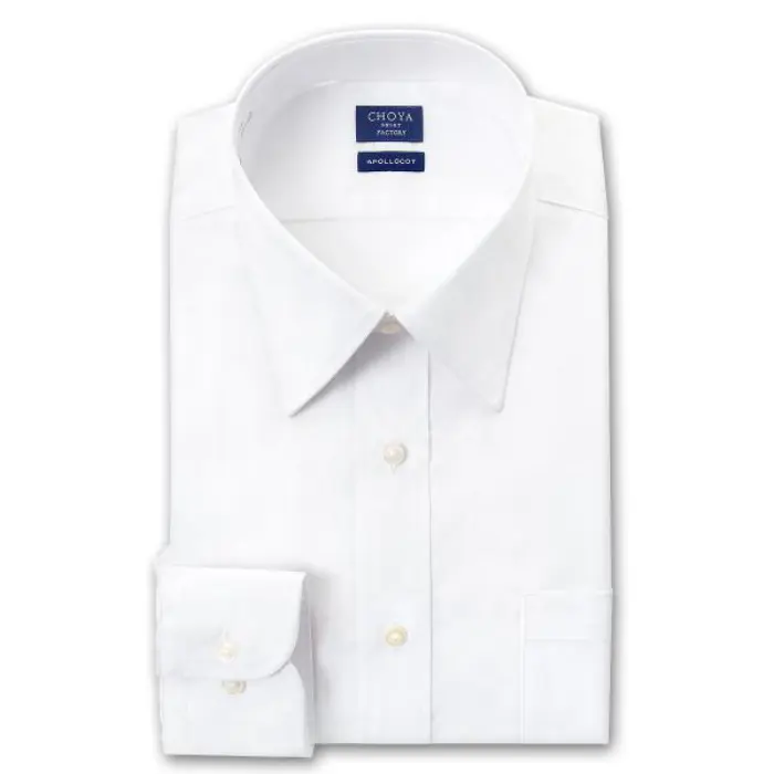 日清紡アポロコット 長袖 ワイシャツ メンズ 綿100％ 形態安定 白ブロード レギュラーカラーシャツ CHOYAシャツ ドレスシャツ ワイシャツ Yシャツ ビジネスシャツ メンズ