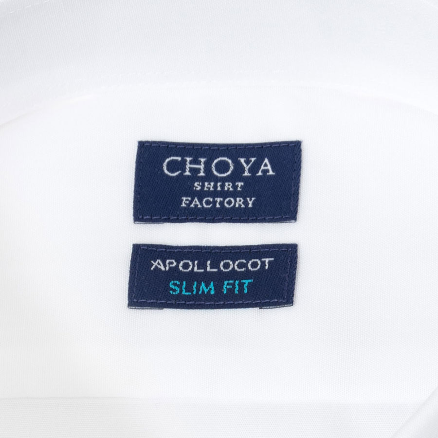 ワイシャツ スリムフィット 無地 ホワイト ブロード CHOYA SHIRT FACTORY