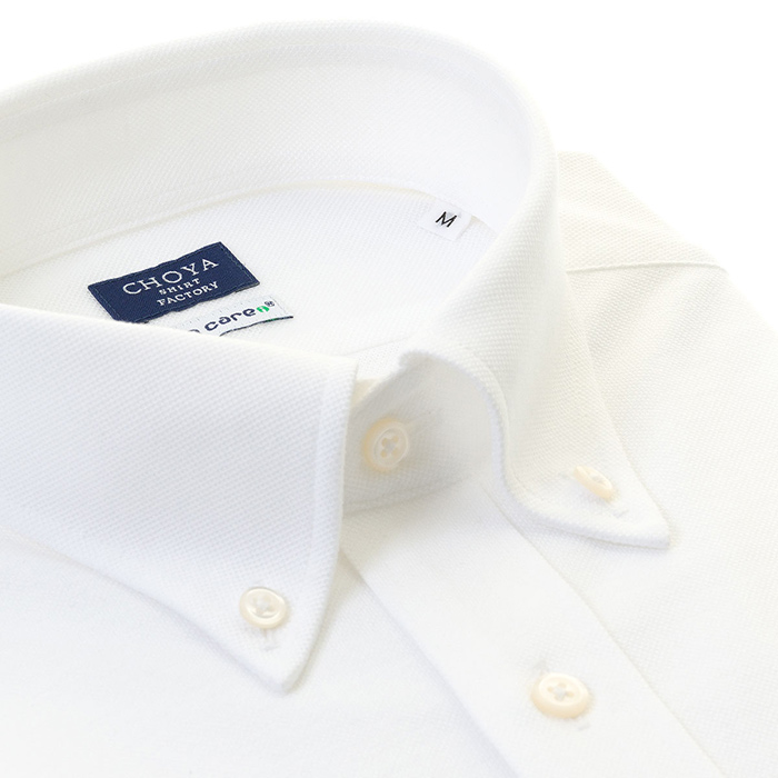 CHOYA SHIRT FACTORY（蝶矢シャツファクトリー）長袖 ニットシャツ(裄詰不可)ボタンダウン ホワイト ワイシャツ