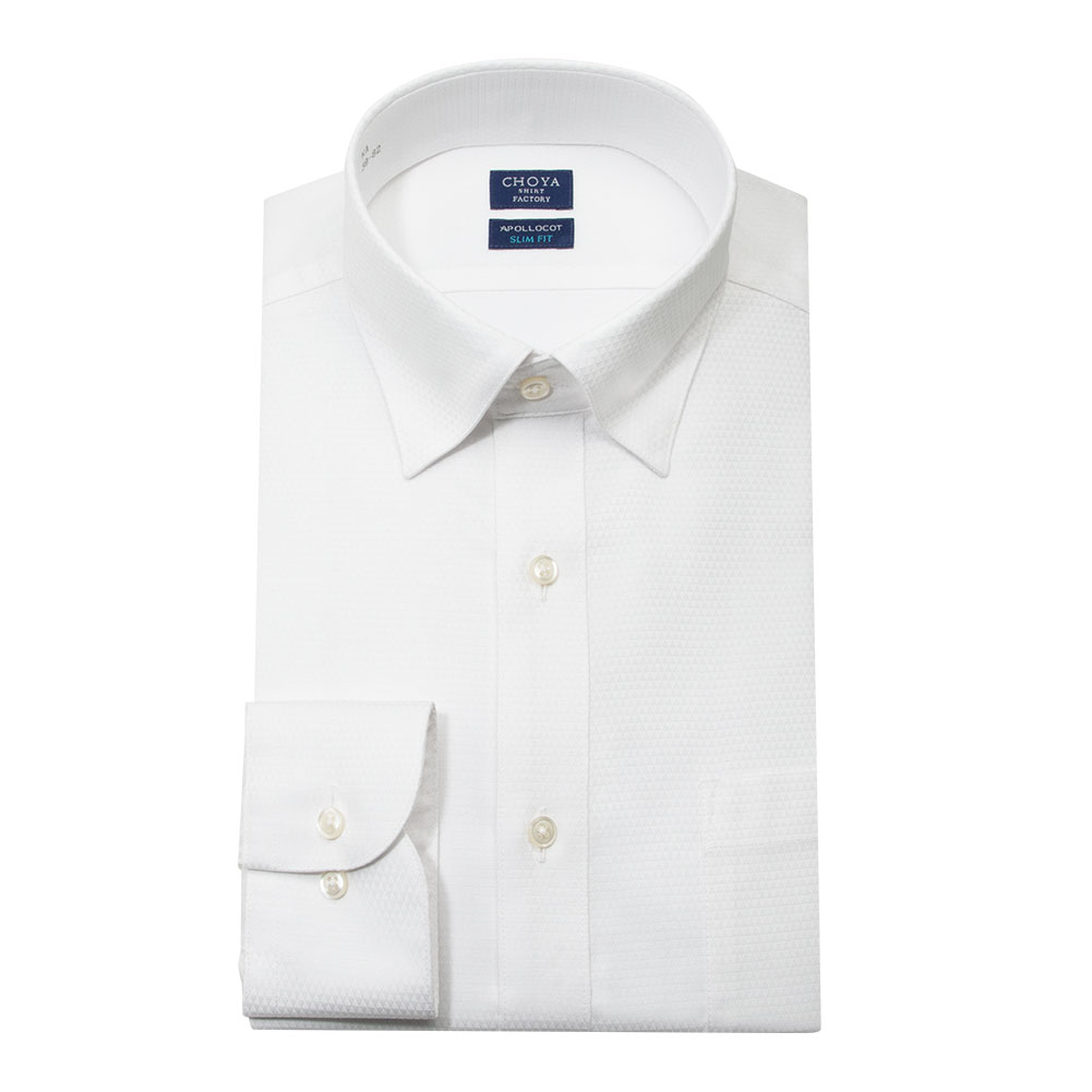 ワイシャツ スリムフィット デザイン ホワイト ドビー CHOYA SHIRT