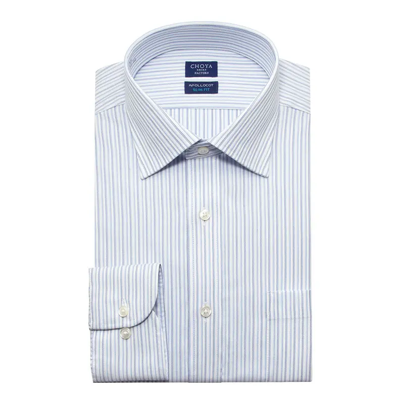 ワイシャツ スリムフィット ストライプ ブルー ドビー CHOYA SHIRT