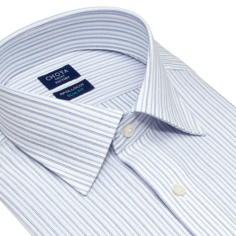 ワイシャツ スリムフィット ストライプ ブルー ドビー CHOYA SHIRT