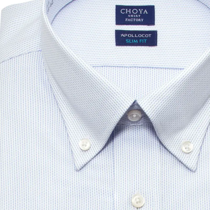 ワイシャツ スリムフィット ストライプ ブルー ドビー CHOYA SHIRT
