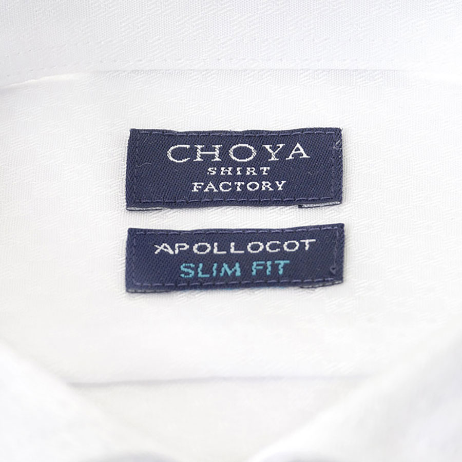 CHOYA SHIRT FACTORY スリムフィット 長袖カッタウェイ ホワイト ワイシャツ