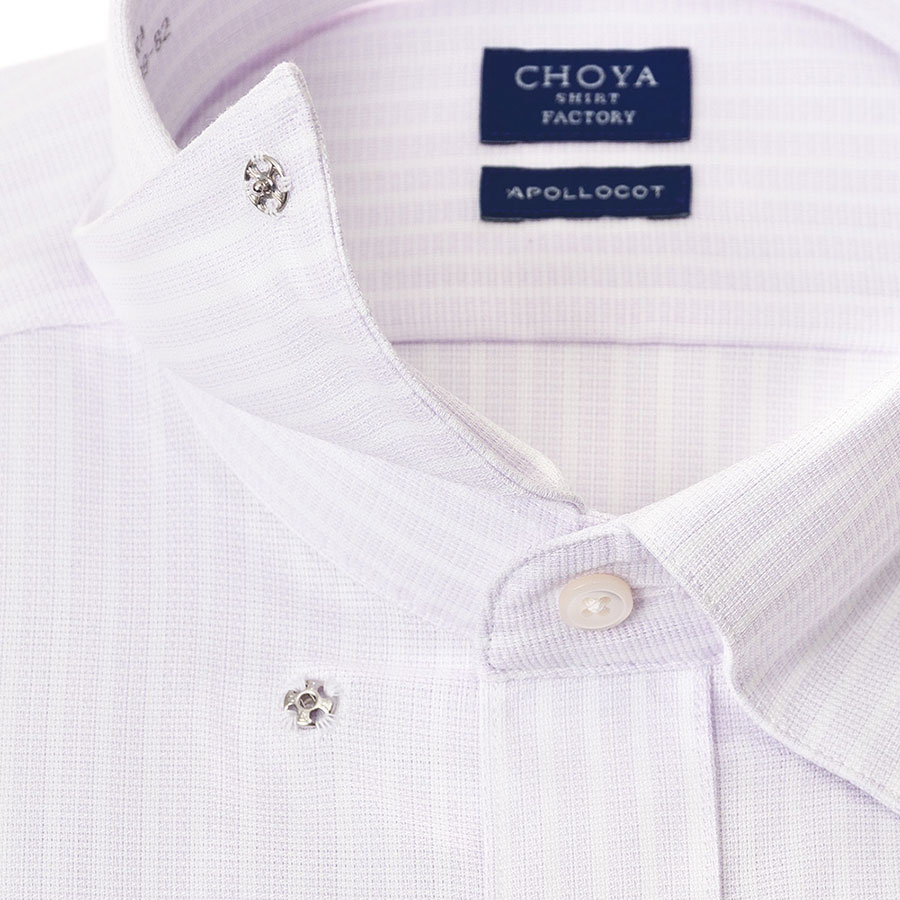 【10%OFFクーポン対象品】 ワイシャツ ストライプ パープル CHOYA SHIRT FACTORY