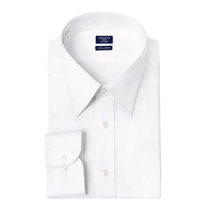 CHOYA SHIRT FACTORY 日清紡アポロコット 長袖 ワイシャツ 形態安定加工 レギュラーカラー 白 ホワイト 白ドビーストライプ 綿100％ キングサイズ