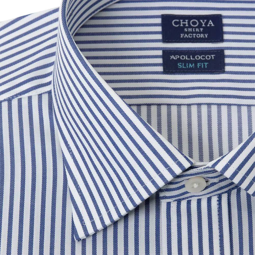 ワイシャツ スリムフィット ストライプ ネイビー CHOYA SHIRT FACTORY