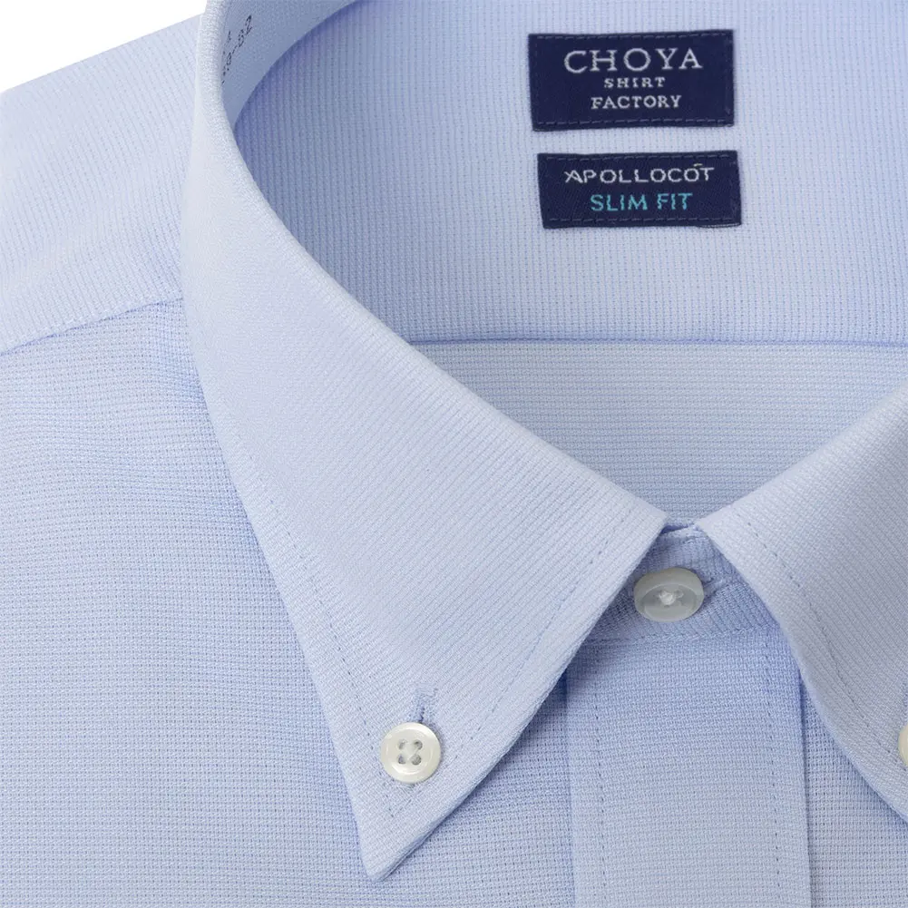 ワイシャツ スリムフィット 無地 ブルー CHOYA SHIRT FACTORY