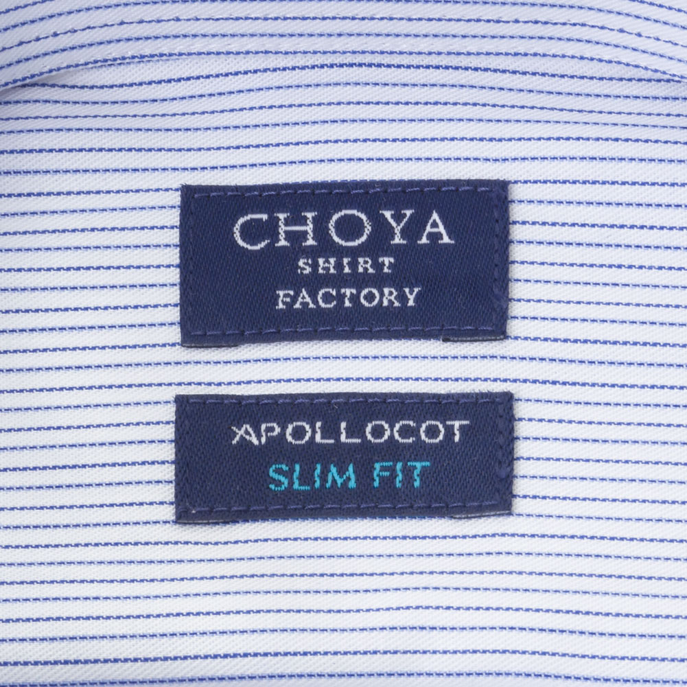 ワイシャツ スリムフィット ストライプ ブルー CHOYA SHIRT FACTORY