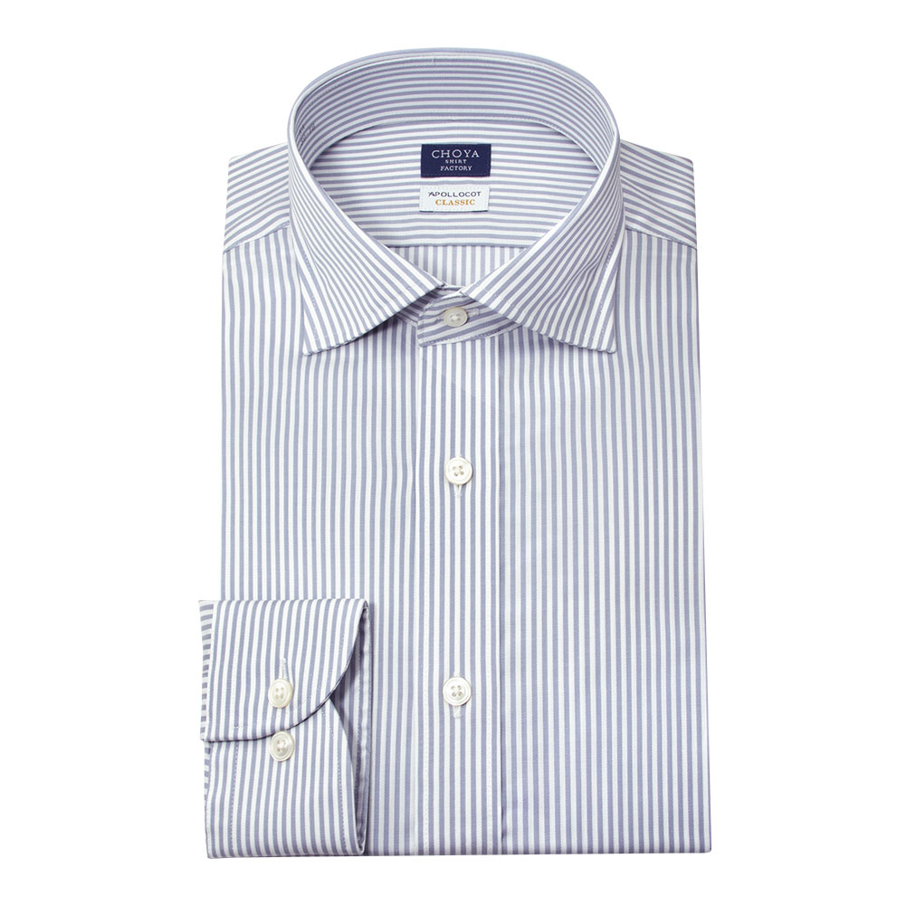 ワイシャツ ストライプ グレー CHOYA SHIRT FACTORY classic