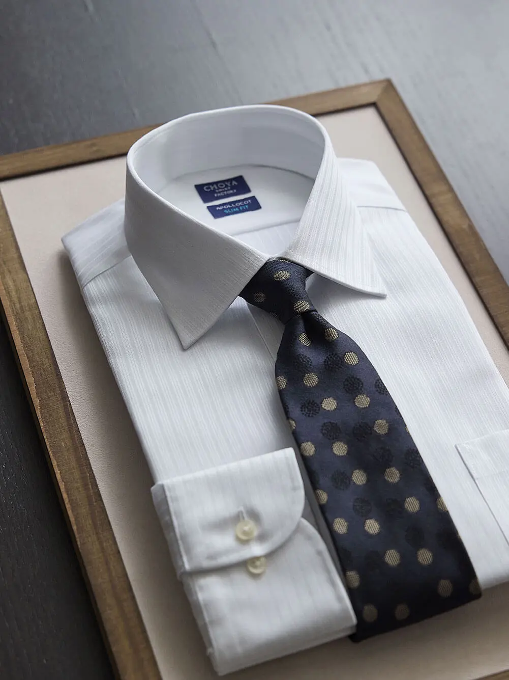 ワイシャツ スリムフィット ストライプ ホワイト ドビー CHOYA SHIRT