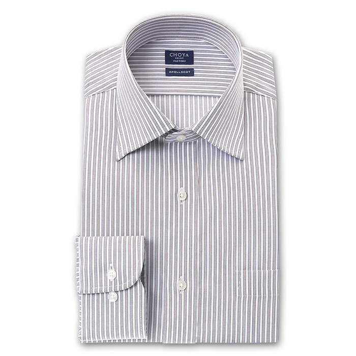CHOYA SHIRT FACTORY 長袖ワイドカラー グレー ワイシャツ