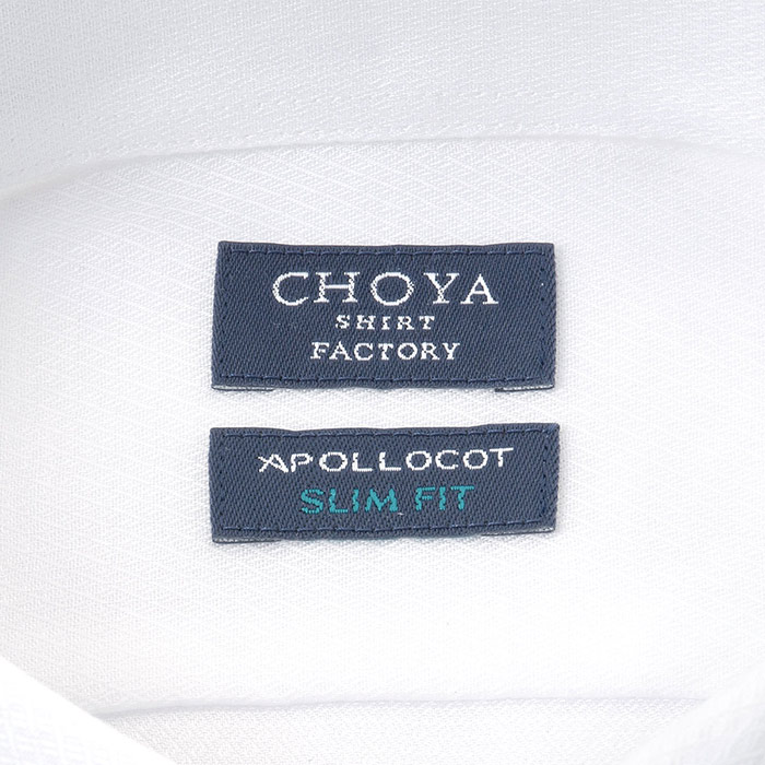 CHOYA SHIRT FACTORY スリムフィット 長袖ボタンダウン ホワイト ワイシャツ