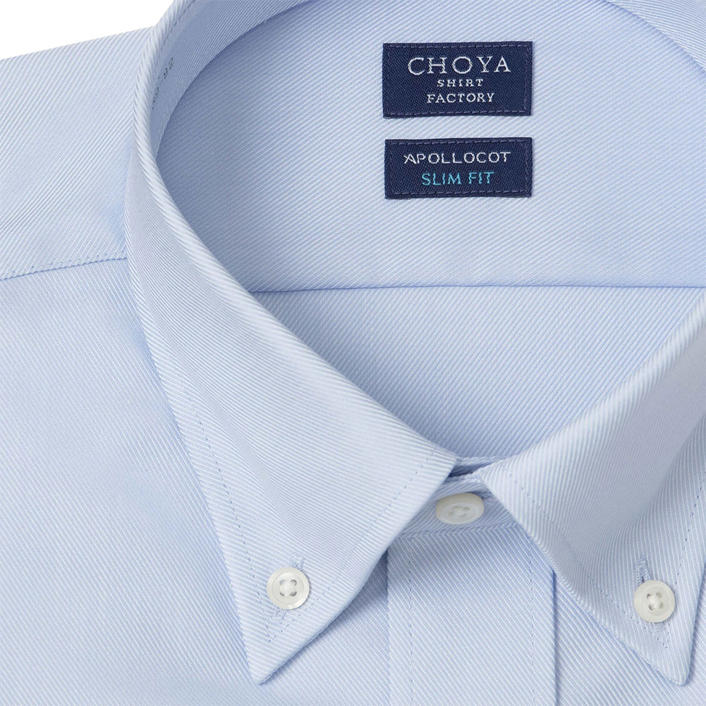 ワイシャツ スリムフィット 無地調 ブルー ドビー CHOYA SHIRT FACTORY