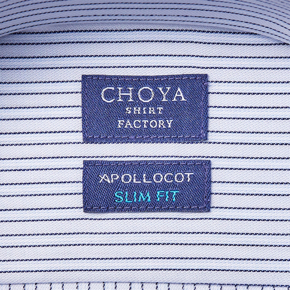 ワイシャツ スリムフィット ストライプ ブルー CHOYA SHIRT FACTORY