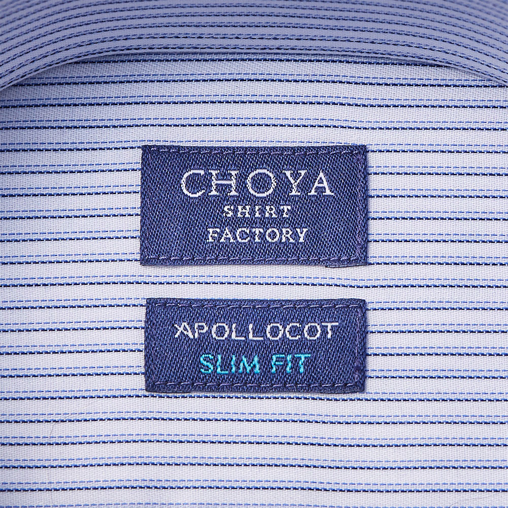 ワイシャツ スリムフィット ストライプ ブルー CHOYA SHIRT FACTORY