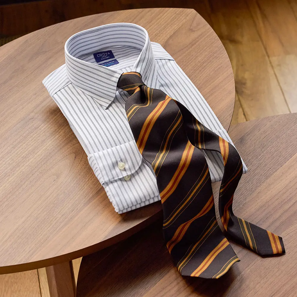 ワイシャツ スリムフィット ストライプ ネイビー CHOYA SHIRT FACTORY
