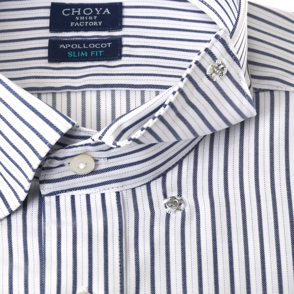 ワイシャツ スリムフィット ストライプ ネイビー CHOYA SHIRT FACTORY