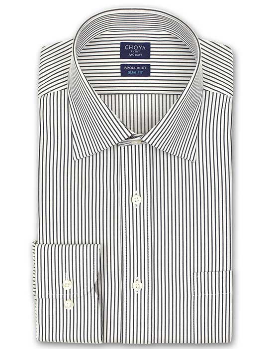 ◆ブランド／CHOYASHIRTFACTORY◆商品ジャンル／長袖ワイシャツ◆サイズ展開／17サイズ◆シルエット／スリムフィット◆衿型／ワイドカラー◆袖丈／長袖◆色／グレー◆柄／ストライプ柄◆前立／表