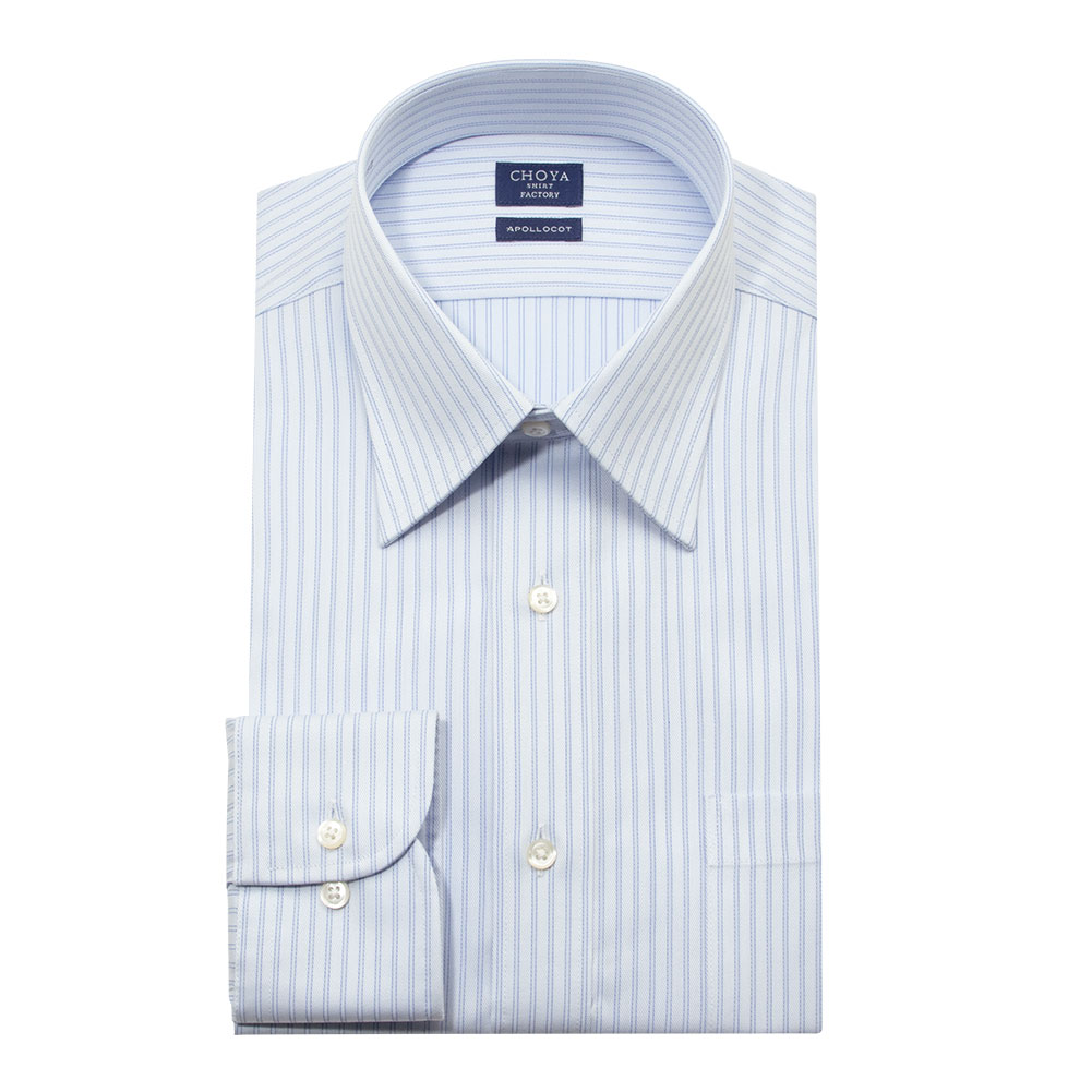 矢板中央 選手権限定シャツ ワイシャツ ストライプ ブルー ブロード CHOYA SHIRT FACTORY