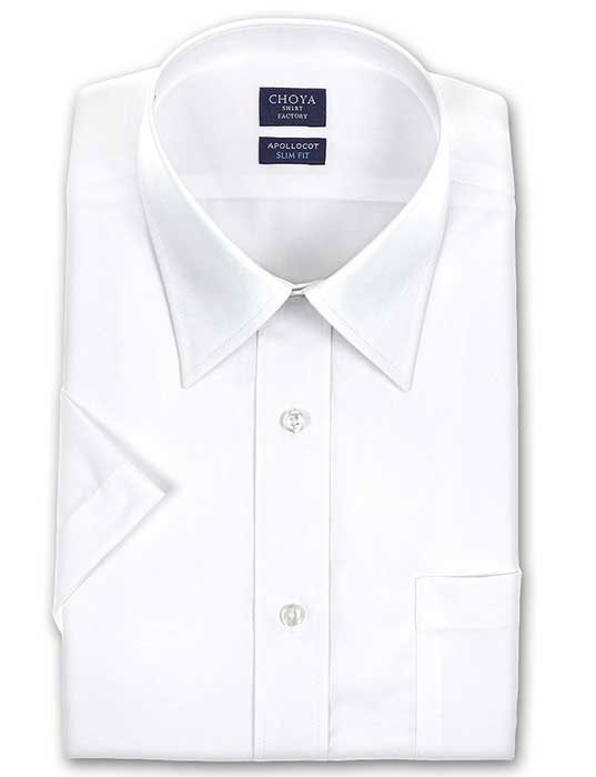 半袖レギュラーカラー ホワイト ワイシャツ スリムフィット CHOYA SHIRT FACTORY