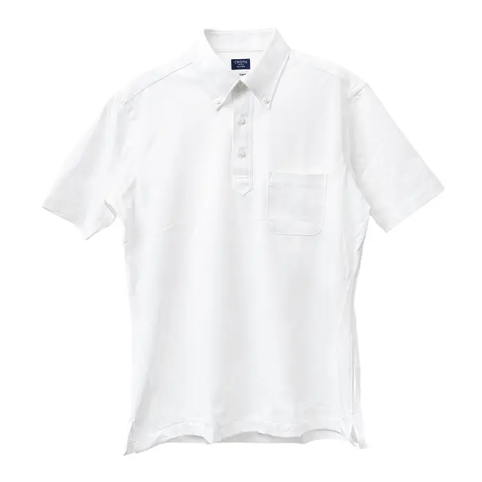 ニットシャツ CHOYA SHIRT FACTORY ニット 鹿の子ニット 半袖 ポロシャツ プルオーバー 形態安定加工 ノーアイロン ボタンダウン 白 ホワイト 綿100％