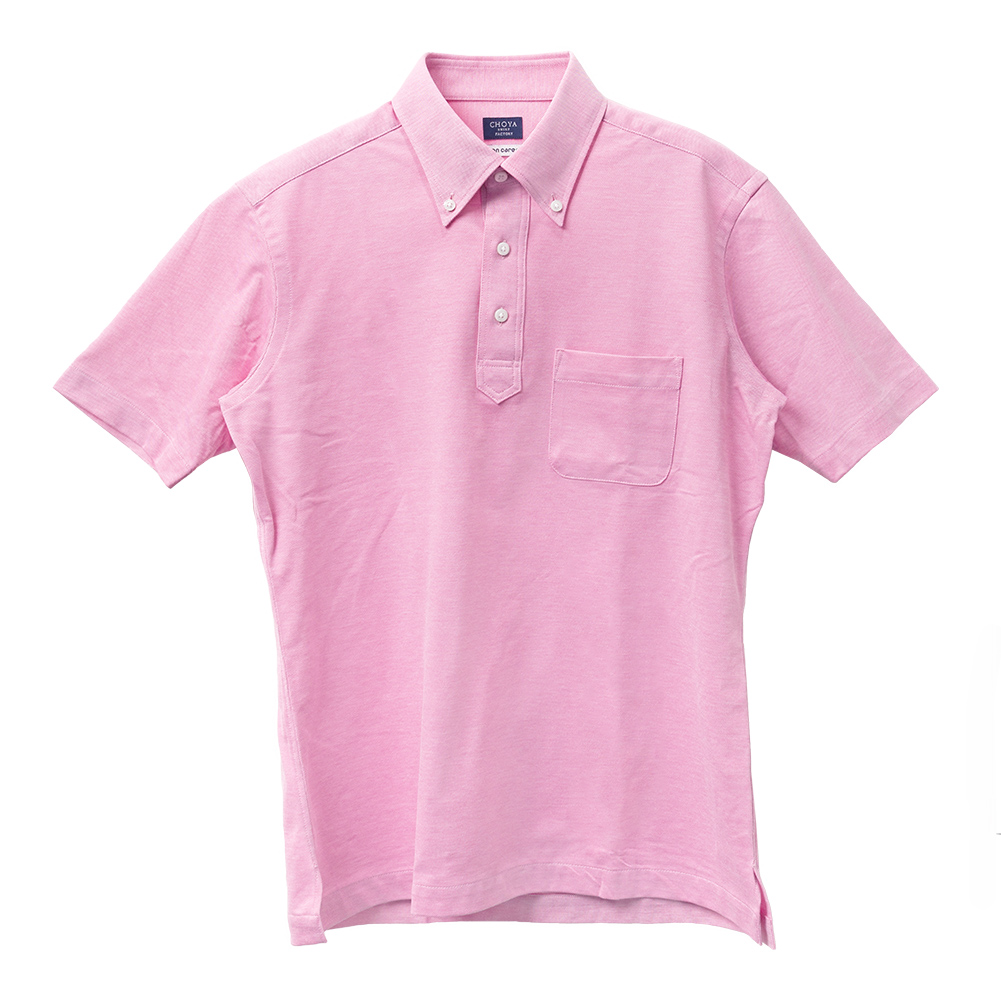 半袖 ニットシャツ(裄詰不可) 無地 ピンク ニット CHOYA SHIRT FACTORY