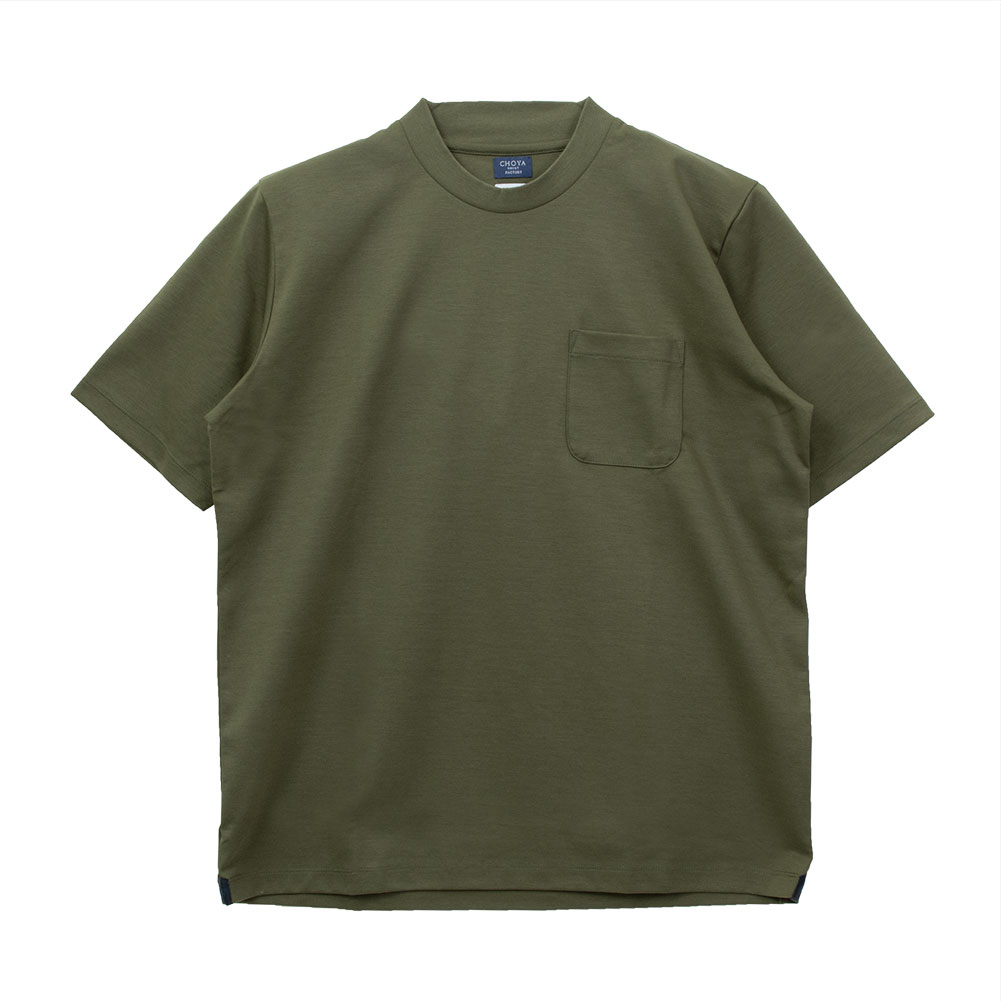 CHOYA SHIRT FACTORY Tシャツ 半袖 綿100% グリーン カーキ 緑 カジュアル オフィスカジュアル ビジカジ ビジネスカジュアル