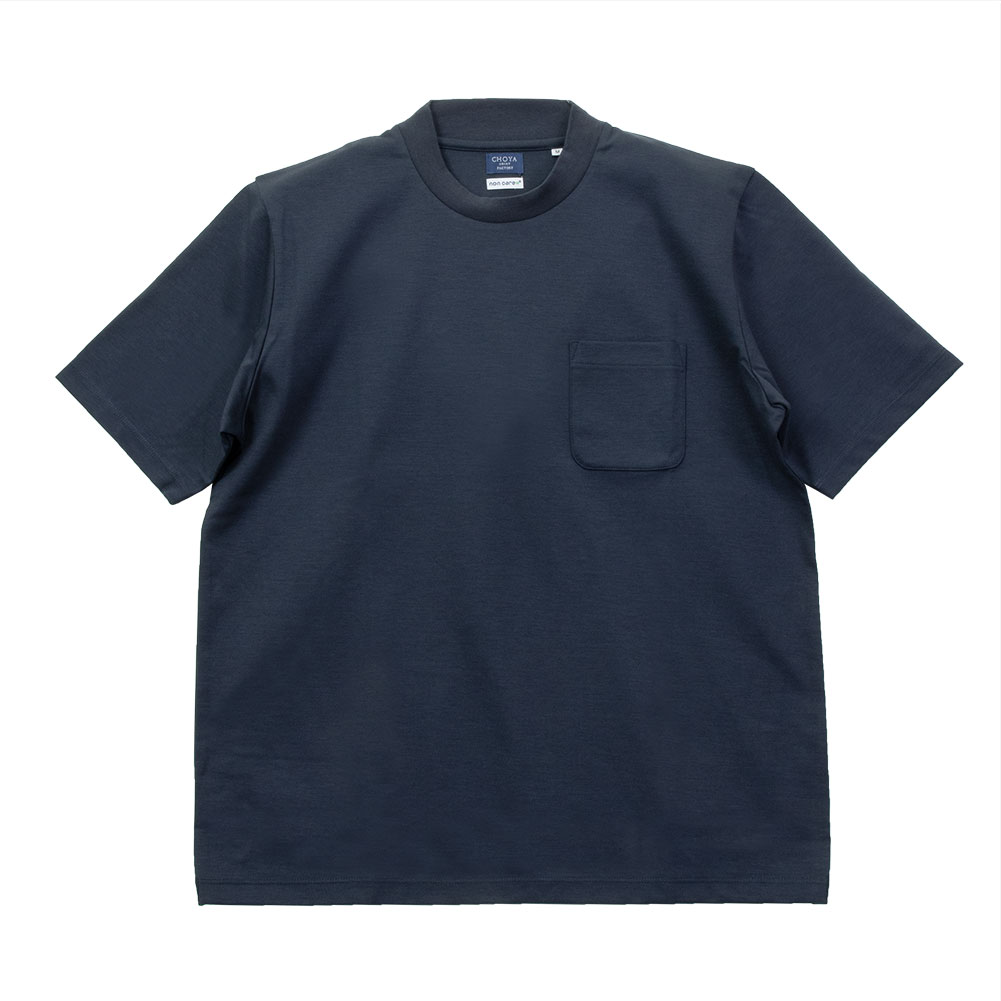 CHOYA SHIRT FACTORY Tシャツ 半袖 綿100% ネイビー 紺 カジュアル オフィスカジュアル ビジカジ ビジネスカジュアル