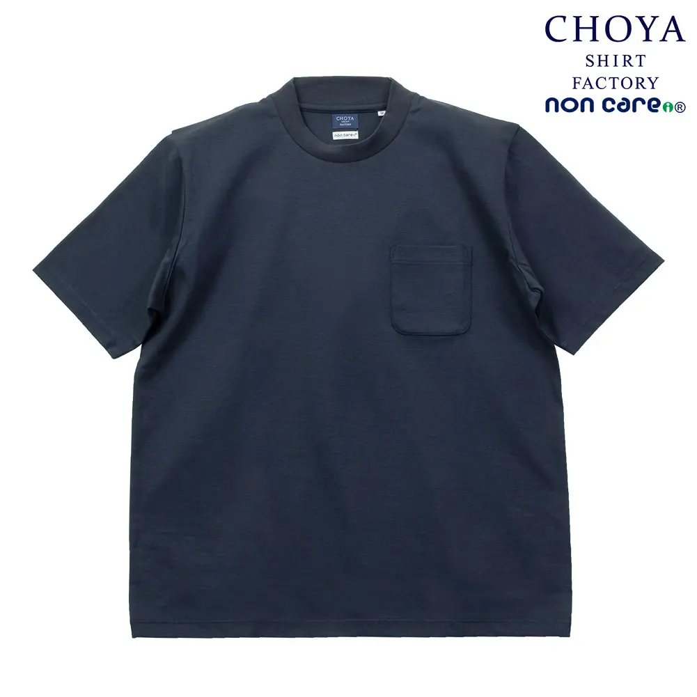 CHOYA SHIRT FACTORY Tシャツ 半袖 綿100% ネイビー 紺 カジュアル オフィスカジュアル ビジカジ ビジネスカジュアル